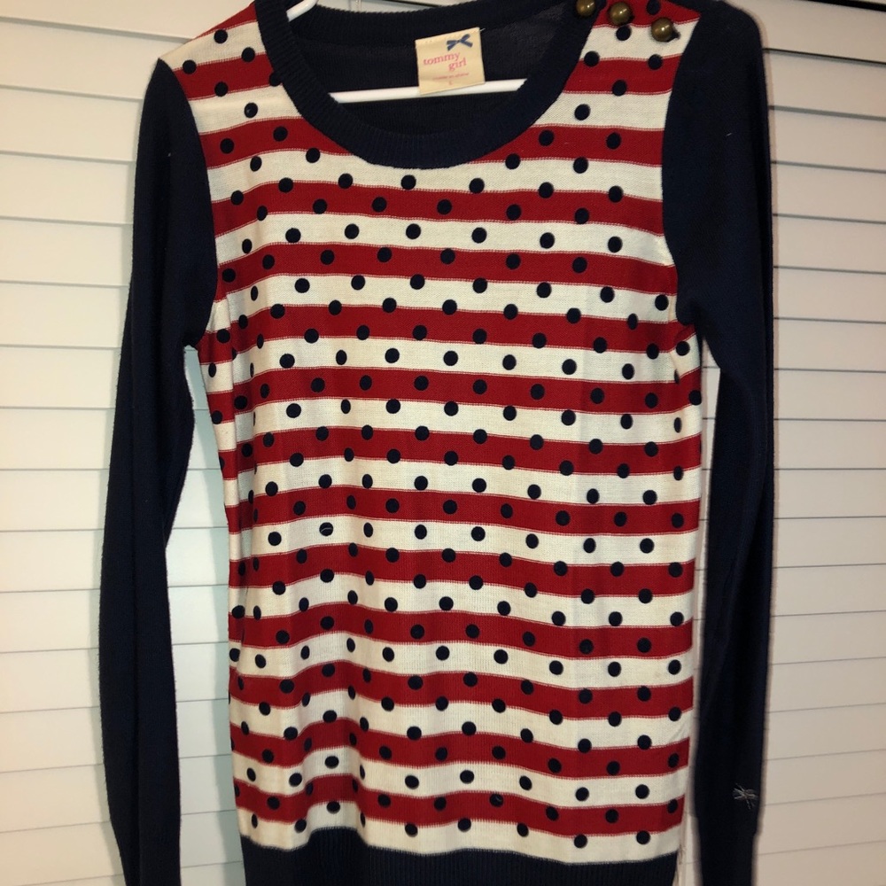 Tommy girl striped and polka dot sweater